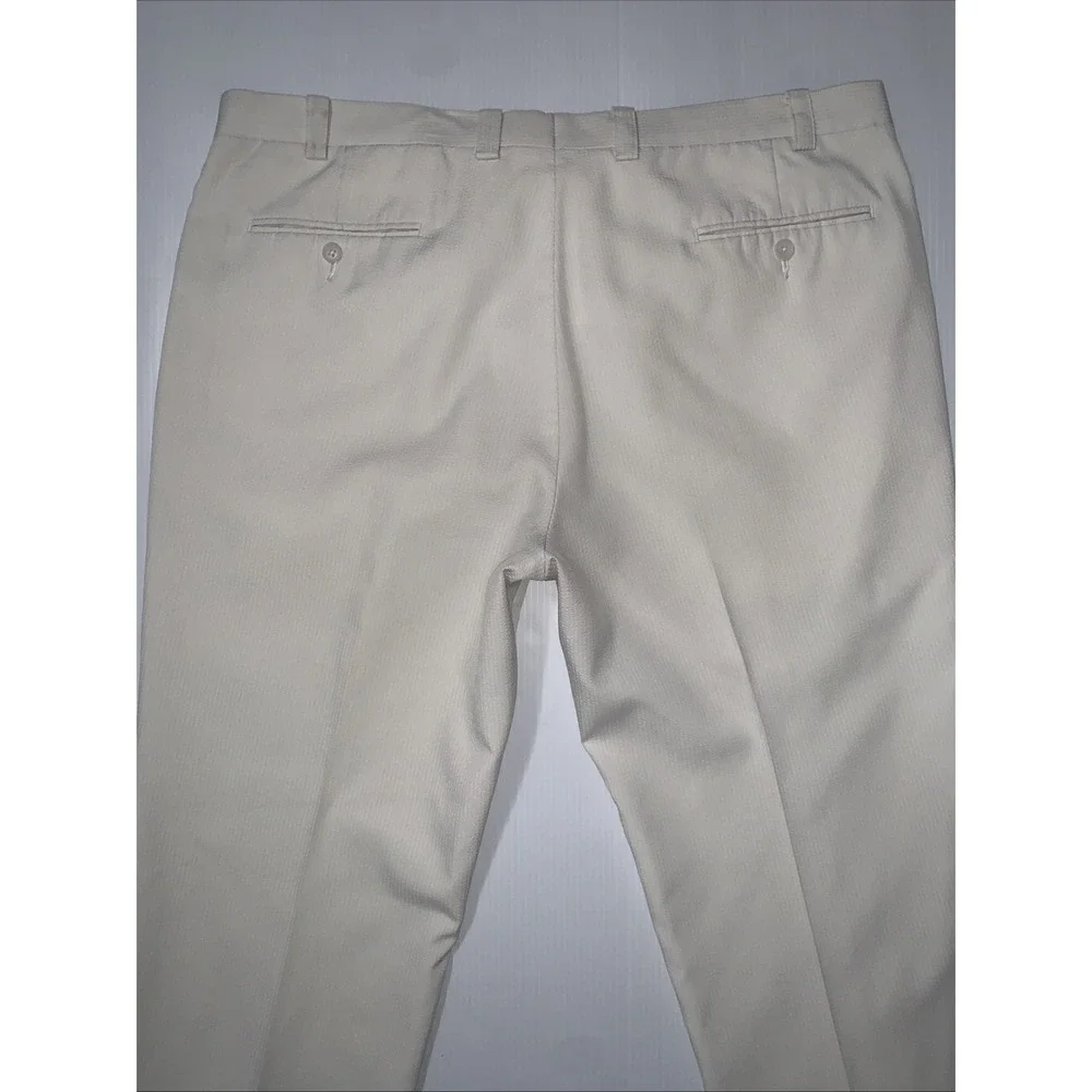 Lauren Ralph LRL Pants Mens 40x30 Pique Off White Straight Lined Classic Preppy